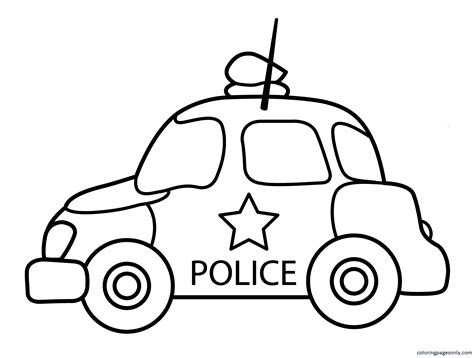 cartoon police car coloring page  printable coloring pages