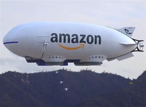 giant delivery drone blimp  amazons vision   future unmanned aerial vehicle drone