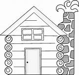 Cabin Log Outline Clip Drawing Template Printable Little sketch template