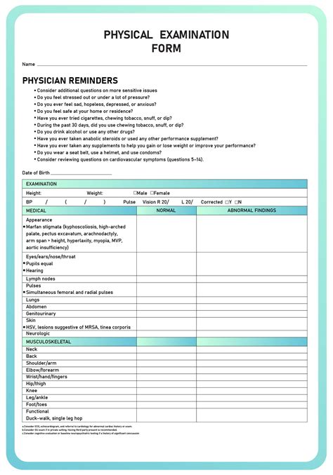 images  medical physical examination forms printable medical