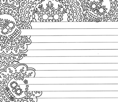 lined stationery pages set    printable adult coloring etsy