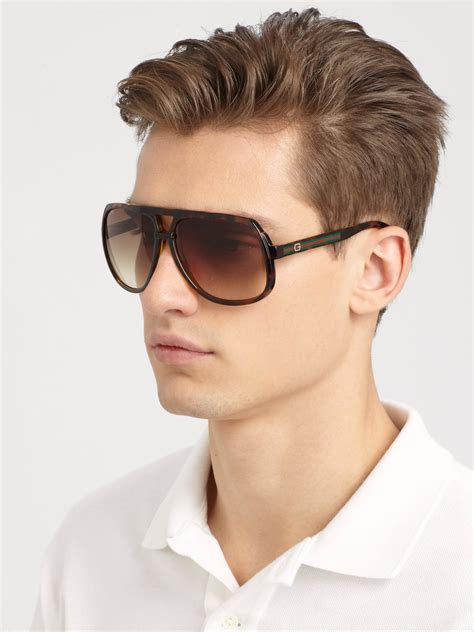 aviator sunglasses for men gucci acetate aviator sunglasses in black