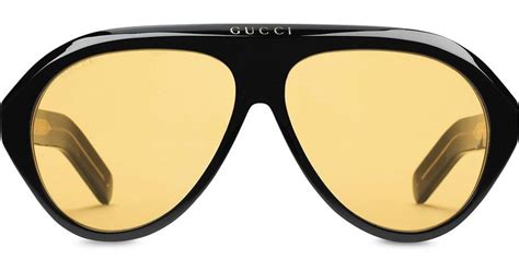 gucci velvet navigator sunglasses with double g in black lyst