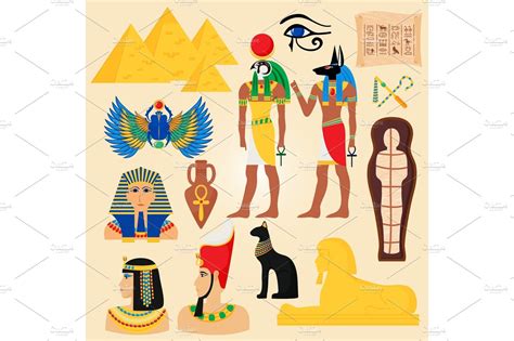 Egypt Symbols And Landmarks Ancient Pyramids Desert