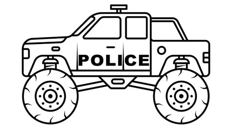 police monster truck coloring book  print