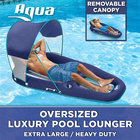 aqua oversized deluxe lounge heavy duty  large inflatable pool float  upf  sunshade