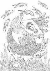 Mandalas Sirenas Pregnant Relajarse Sirena Laminas Magos Imprimibles Animales Dibujo sketch template