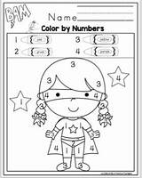 Color Superhero Numbers Preschool Printable Preview Superheros sketch template