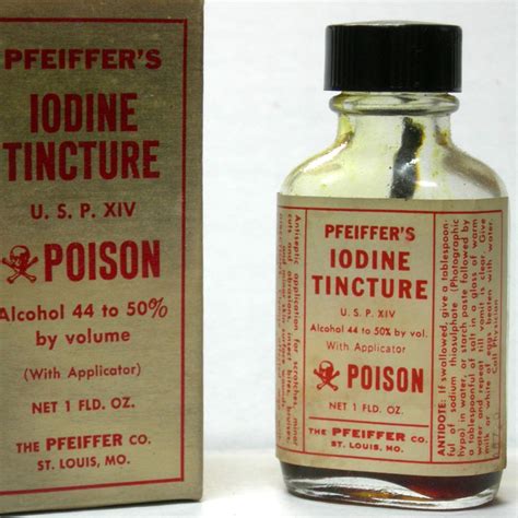 vtg pfeiffer iodine glass medicine poison bottle skull