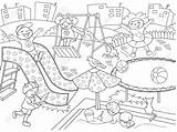 Enfants Terrain Vecteur Coloration Visit sketch template