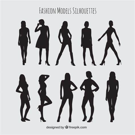 fashion models silhouettes set vector free download
