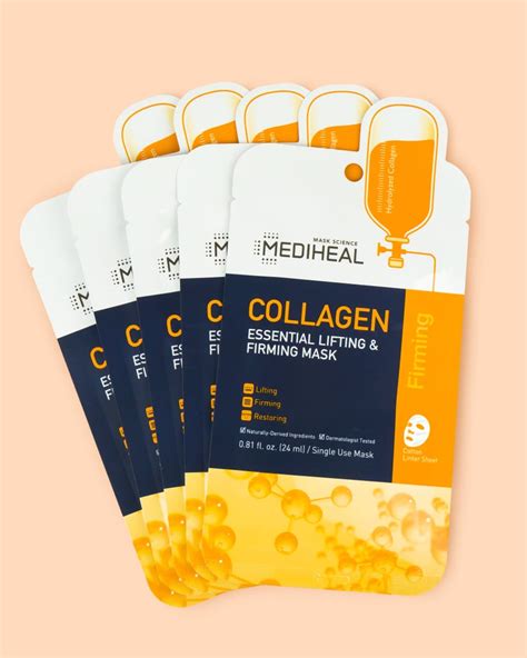 mediheal collagen essential lifting firming sheet mask set