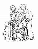 Coloring Helping Wheelchair Grootouders Coloringsky Familie sketch template
