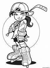 Hockey Girl Coloring Player Pages Printable Color sketch template