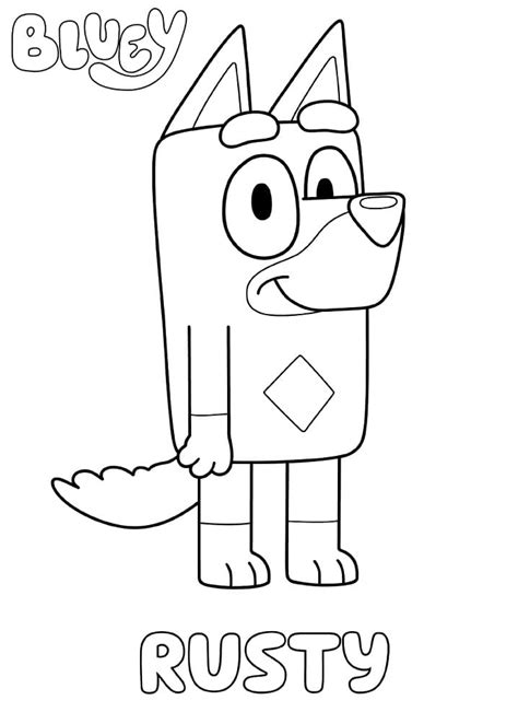 rusty  bluey coloring page  printable coloring pages  kids