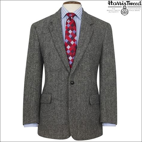 harris tweed grey herringbone jacket cwmenswear