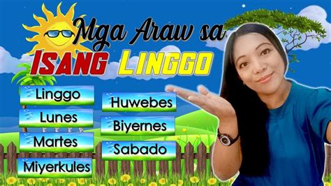 mga araw sa isang linggo 7 days of the week youtube