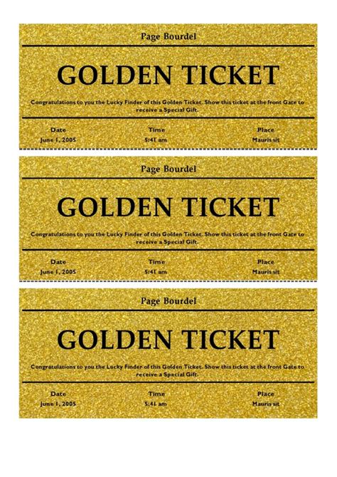 editable golden ticket templates  downloads