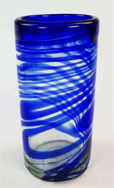 Mexican Drinking Glass Blue Swirl 20oz