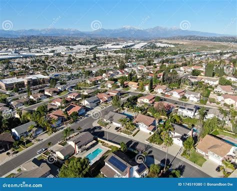 aerial top view  residential subdivision house  diamond bar