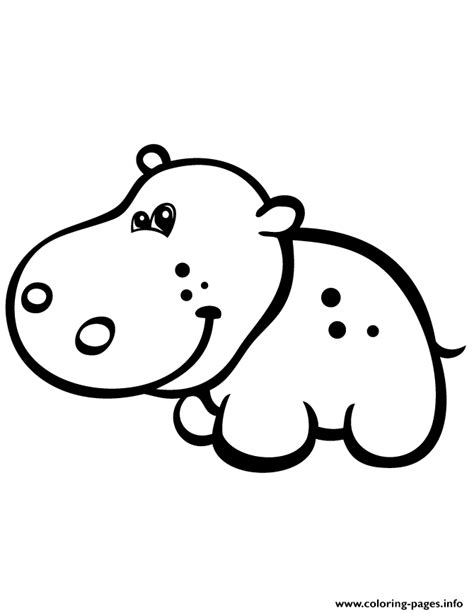 cute baby hippo simple coloring page printable