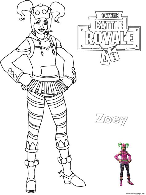 zoey fortnite girl coloring page printable