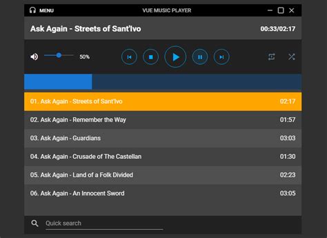 build a music player with vuetify medianic