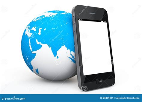 de bol van de aarde met mobiele telefoon stock illustratie illustration  milieu globaal