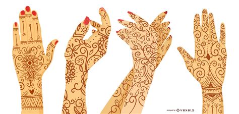 woman hand henna tattoo design set vector download
