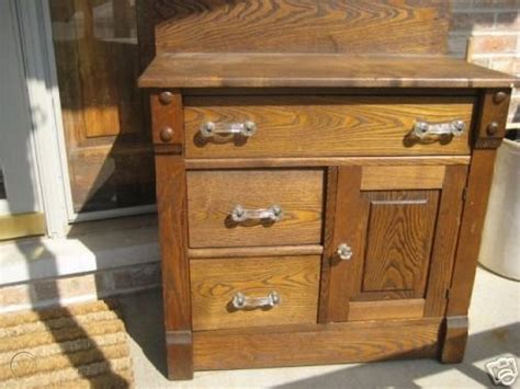 antique oak dry sink cabinet