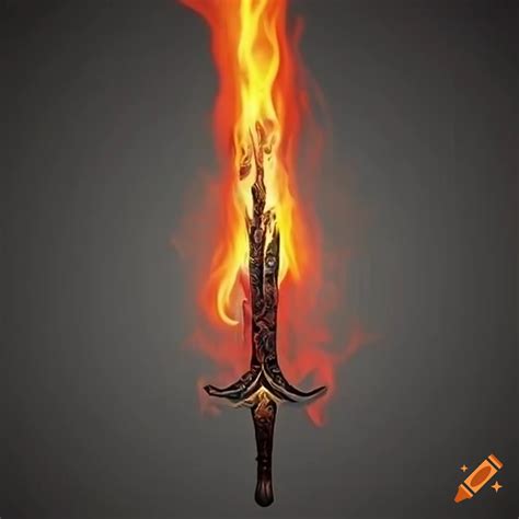 artistic illustration   flaming sword