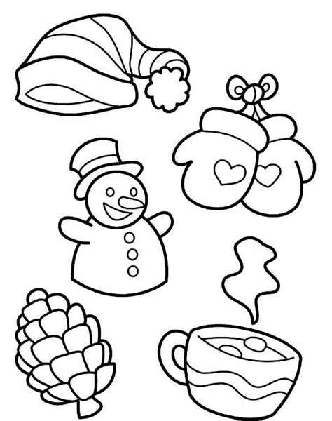 kind  winter season symbols coloring page  print