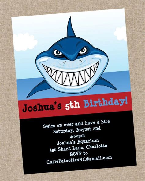 shark birthday invitation shark birthday  cutiestiedyeboutique