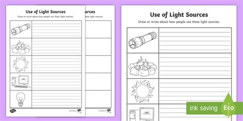 light sources worksheet worksheet teacher