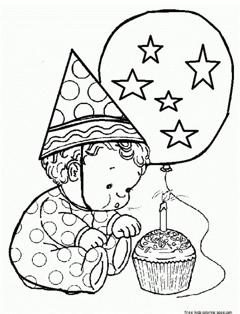 print  litter baby birthday  coloring  page  kids