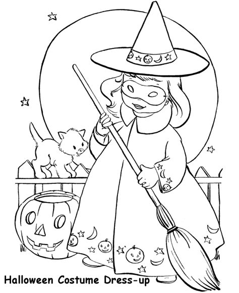 halloween costume coloring page cute witch costume  printable