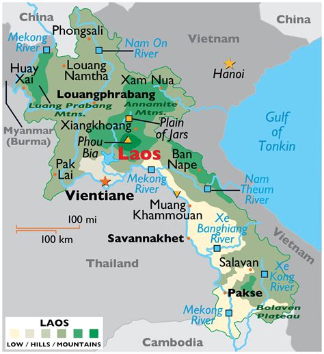 laos map geography  laos map  laos worldatlascom