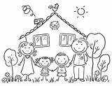 Family Coloring Pages Printable Happy Kids Color Preschool Members Worksheets Children Grandparents Activities sketch template