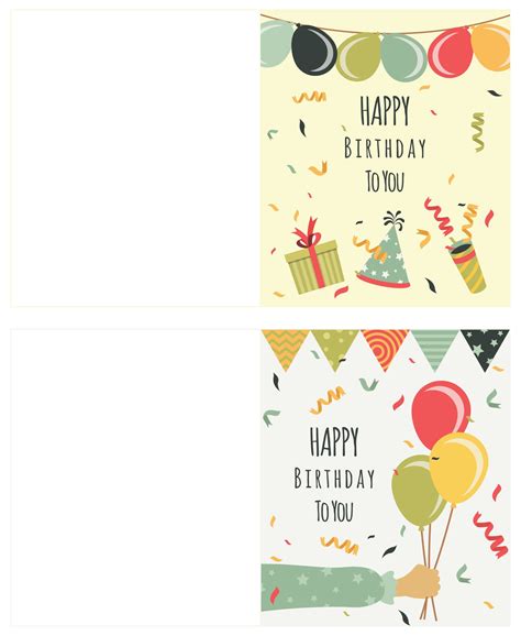 foldable  printable birthday card templates printable