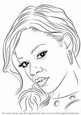 Rihanna Draw Drawing Coloring Pages Step Singers Template sketch template