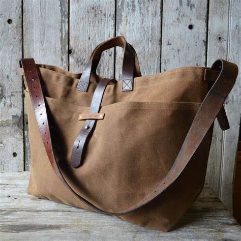 super roomy large waxed canvas tote spice antique military leather