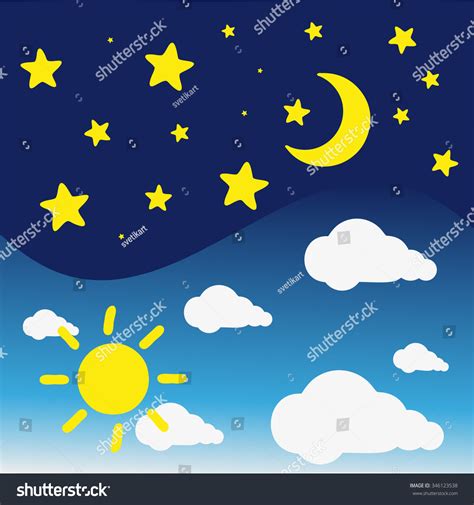 day night drawing cartoon style stock vector royalty
