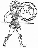 Greek Soldier Easy Warriors Ancient Coloring Template Warrior Armor Greece sketch template