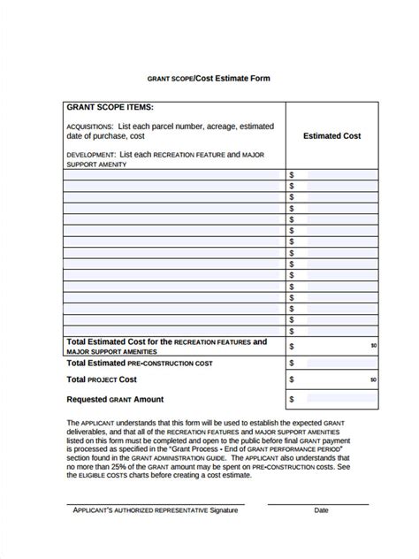 estimate forms   ms word