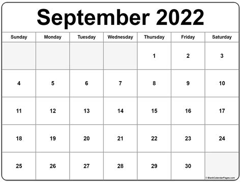 blank calendar template  september printable calendar