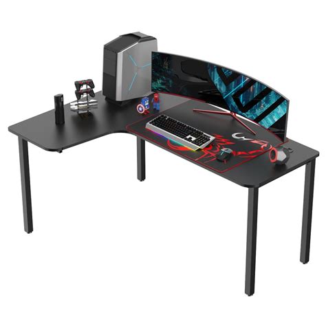 eureka ergonomic   black  shape gaming desk walmartcom