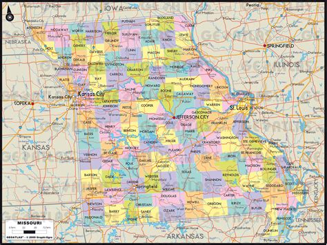 missouri counties map  cities