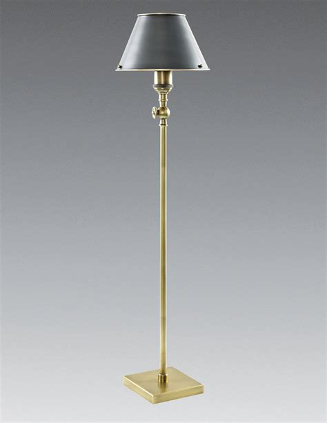 Antique Brass Floor Lamp With Black Bronze Shade Federalist