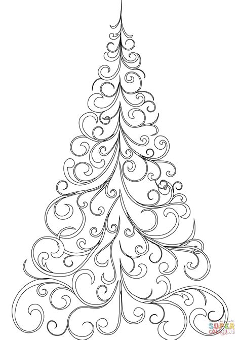 printable christmas tree coloring page images