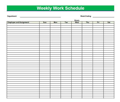 printable blank  weekly schedules blank  weekly schedule